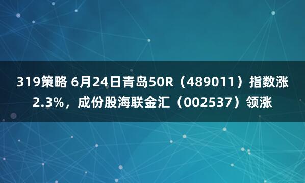 319策略 6月24日青岛50R（489011）指数涨2.3%，成份股海联金汇（002537）领涨